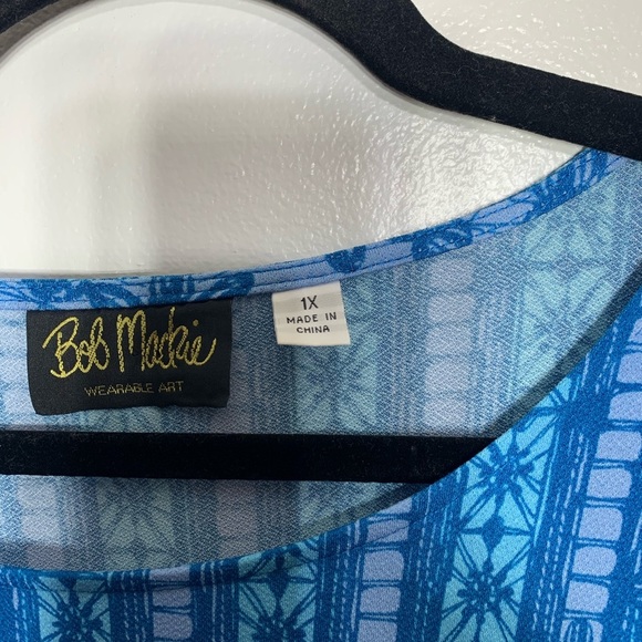 Bob Mackie Blue Graphic Relaxed Blouse – Stylish Vintage-Inspired Women’s Top 1X - Picture 8 of 10